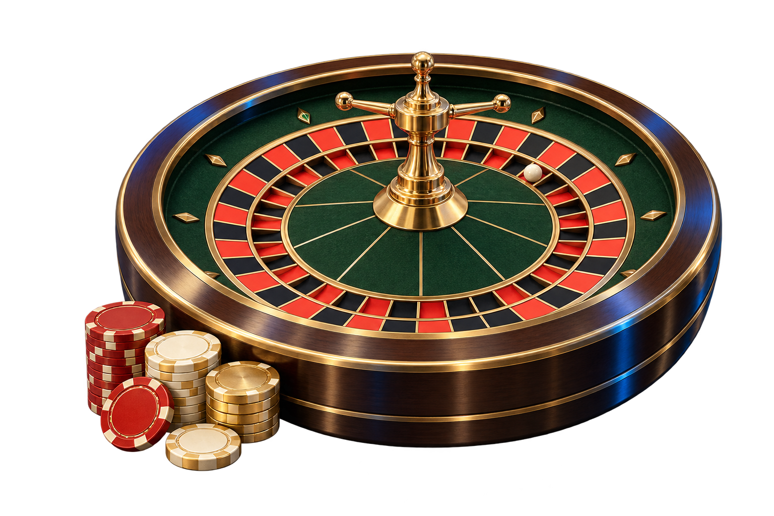 ChatFriends Roulette wheel with red, white and gold chips